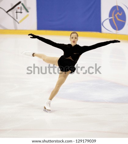 THE HAGUE - FEB 22: Carolina Kostner of Italy skates during warm-up at the Challenge Cup, figure skating competition, held on February 22, 2013 in The Hague, the Netherlands
