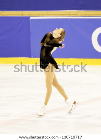 THE HAGUE - FEB 22: Winner Carolina Kostner of Italy performs her free skating at the Challenge Cup, figure skating competition, held on February 22, 2013 in The Hague, the Netherlands