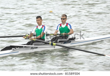 AMSTERDAM, THE NETHERLANDS - JULY 23: Men\'s rowing team from Hungary participates in the World Rowing under 23 Championships held July 23, 2011 in Amsterdam, The Netherlands