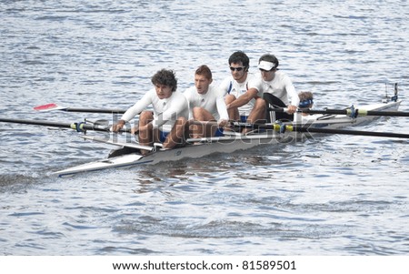 AMSTERDAM, THE NETHERLANDS - JULY 23: Men\'s rowing team from France participates in the World Rowing under 23 Championships held July 23, 2011 in Amsterdam, The Netherlands