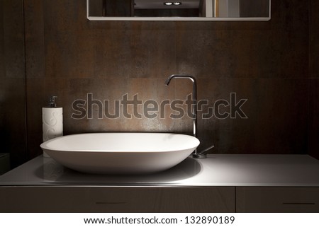 Design Wash Basin In A Bathroom, An Interior Fragment.