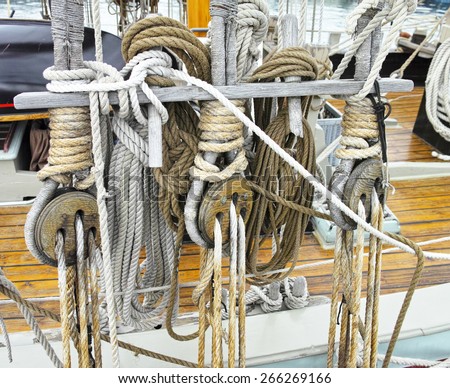 marine rope on top an ols sailing vessel