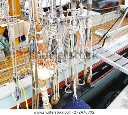 marine rope on top an ols sailing vessel