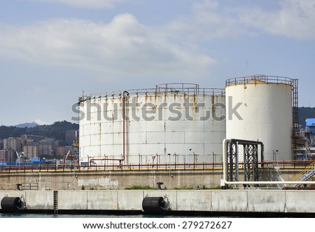 detail of a chemical plant in the harbour of Genova