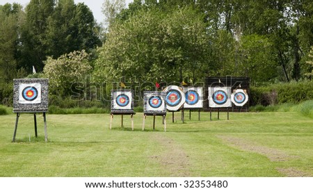 Target boards set up for archery shooting