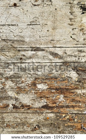 Obsolete weathered cracked white painted wood background
