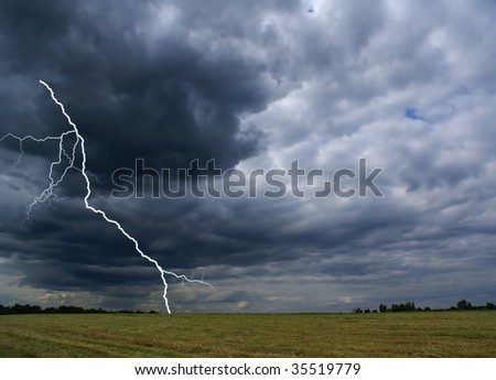 Rural landscape with thunderstorm