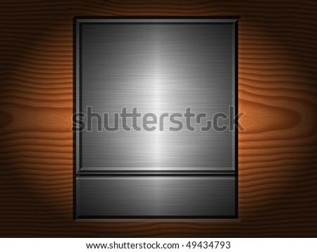 Blank shiny metal and wood plaque background