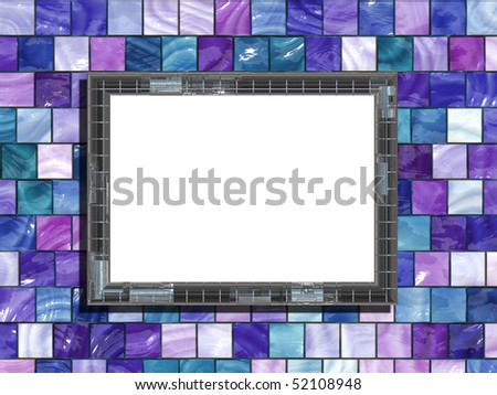 Abstract generated techno frame on tiled wall