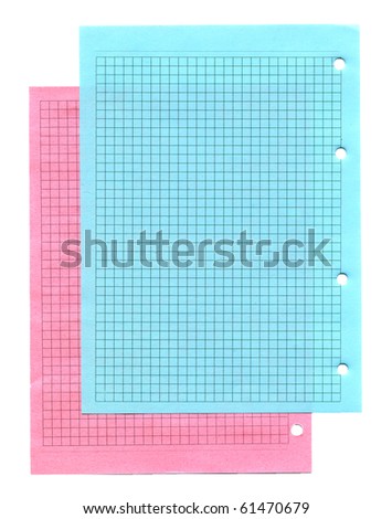 Green and red lined paper with holes isolated on white