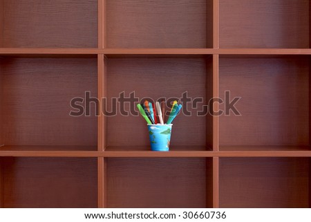 part of cupboard with nine shelves