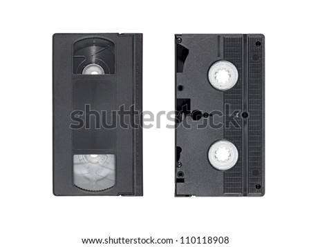 two obsolete video tape isolated on white background