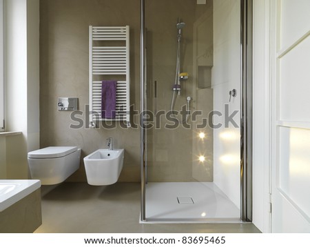 Bathroom on Modern Bathroom With Shower Cubicle Stock Photo 83695465