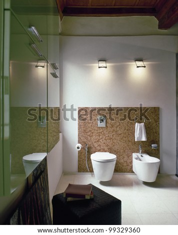 modern bathroom in the attic room