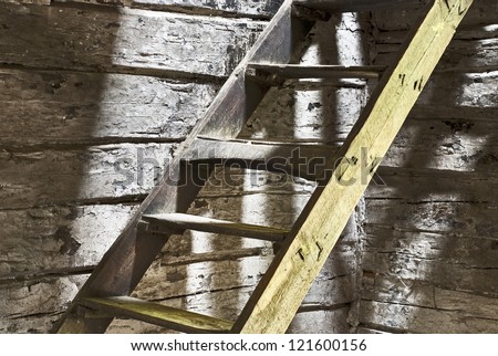 Old wooden steps in an abandoned house