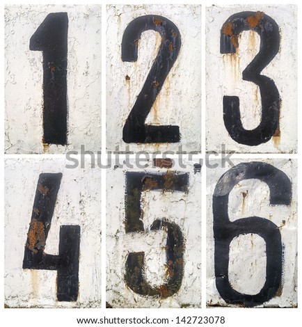Rusty metal plate with numbers
