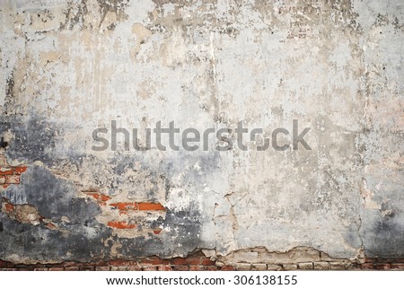 abandoned grunge cracked brick stucco wall background