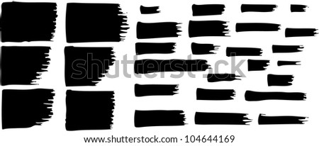 Set of black ink pen traces on white background