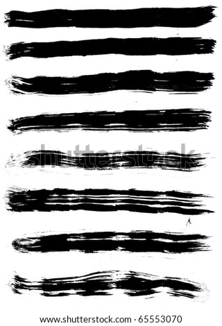 Set of black traces of brush on a white background