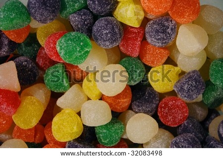 close up of colorful gum drops