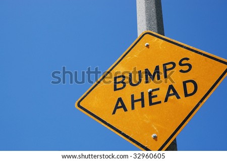 Caution Bumps Ahead Sign, Room For Copy Space Stock Photo 32960605 