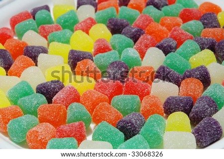 Close up of colorful gum drops
