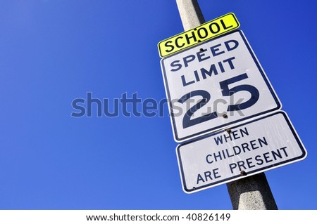 25 mile an hour school zone speed limit sign, room for your text