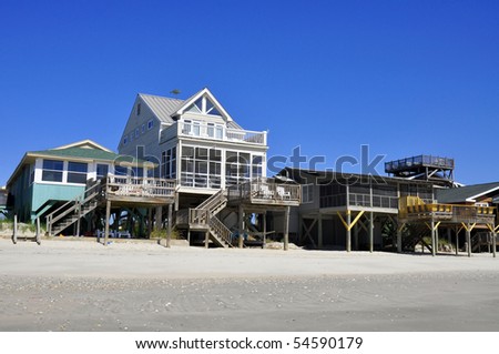 Beach rental homes on a summer day