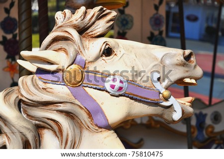 Close up of Merry go round carousel horse