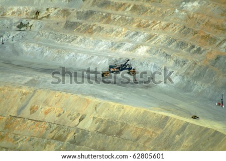 Heavy machinery in large copper mine