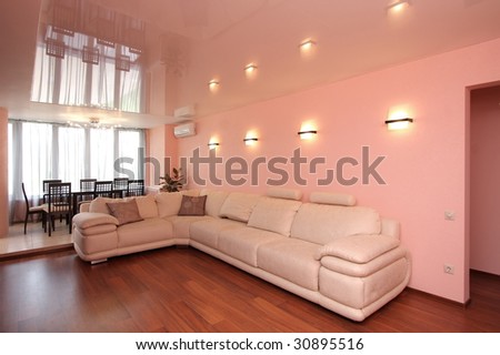 The big leather sofa in a hall