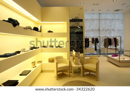 Interior of modern shop of clothes