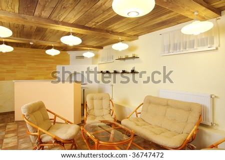 Room of rest with furniture from a natural tree