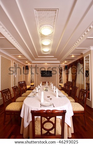Beautiful modern banquet room in classical style
