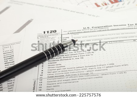 Income Taxes, Close up U.S. taxes papers