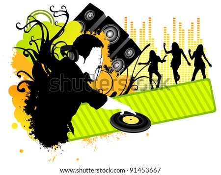 DJ in colors mixing