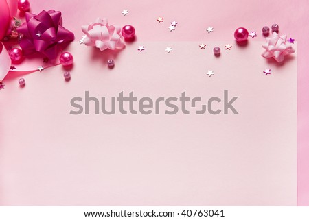 New Year\'s decor and paper for the letter in pink tones (top horizontal line)