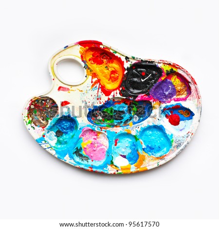 Art palette with blobs of paint