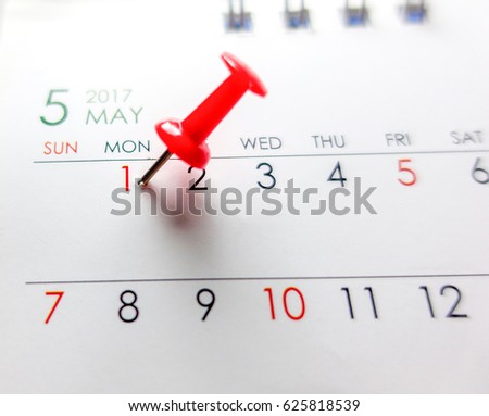Pin on the date number 1. Push pins marked date on calendar. MAY 1st The Labour day