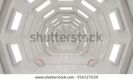 3d render. Futuristic SCIFI interior corridor