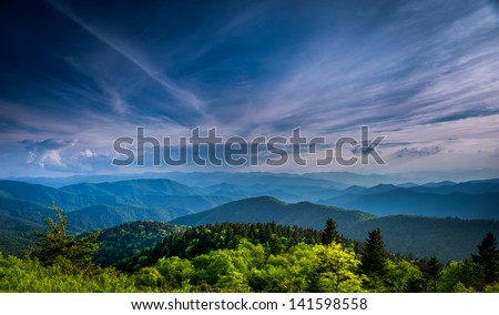 Blue Ridges Of The Appalachian Mountains On The Blue Ridge Parkway Near Asheville And Waynesville, North Carolina