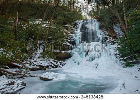 Upper Catawba Falls is frozen solid waiting for the Spring thaw.