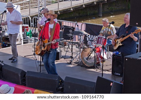 BRISTOL, ENGLAND - JULY 22: Veteran band on stage at the 41st annual Harbour Festival in Bristol, England on July 22, 2012. Founded in 1972, three day festival played host to a record 300,000 people