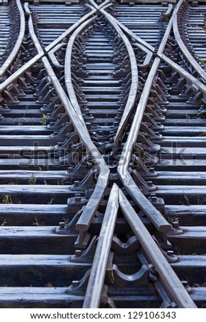 Rail lines in early morning after a heavy overnight frost