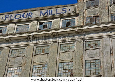 Derelict flour mill at Avonmouth docks UK