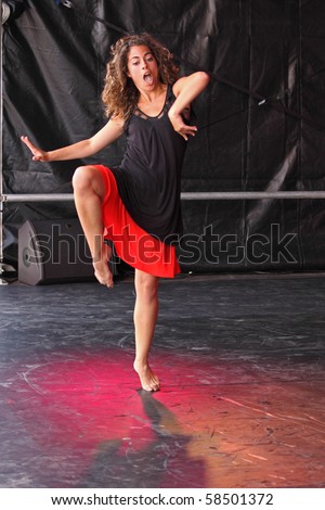 BRISTOL, ENGLAND - JULY 31: Contemporary dance on the main stage in the Dance Village at the Harbour Festival on July 31, 2010 in Bristol, England attended by more than 250,000