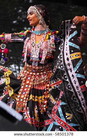 BRISTOL, ENGLAND - JULY 31: Indian dancer performing at the Harbour Festival on July 31, 2010 in Bristol, England. More than 250,000 spectators attended the three day event