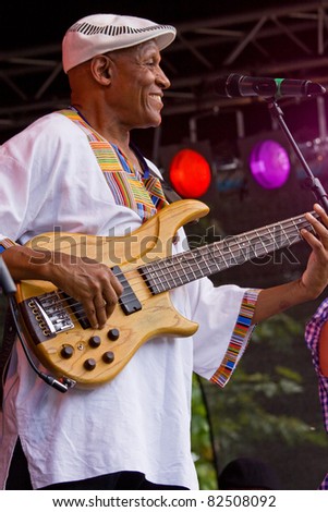 BRISTOL, ENGLAND - JULY 31: William Mbuende plays the Queen Square stage at the Harbour Festival in Bristol, England on July 31, 2011. The three day event played host to a record 280,000 spectators
