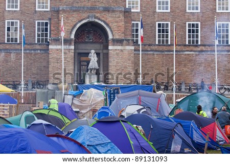 BRISTOL, ENGLAND - NOVEMBER 18: The Occupy Bristol camp outside the Council House in Bristol, England on November 18, 2011. Part of an international campaign, it is the largest in UK outside London