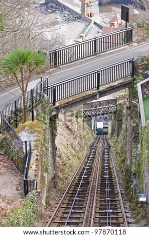 The funicular railway system linking Lynmouth and Lynton in Devon, UK. This water powered system has been in operation since 1890